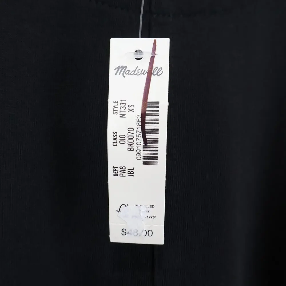 Madewell Puff Sleeve Cotton Tee Jet Black Size XS NWT